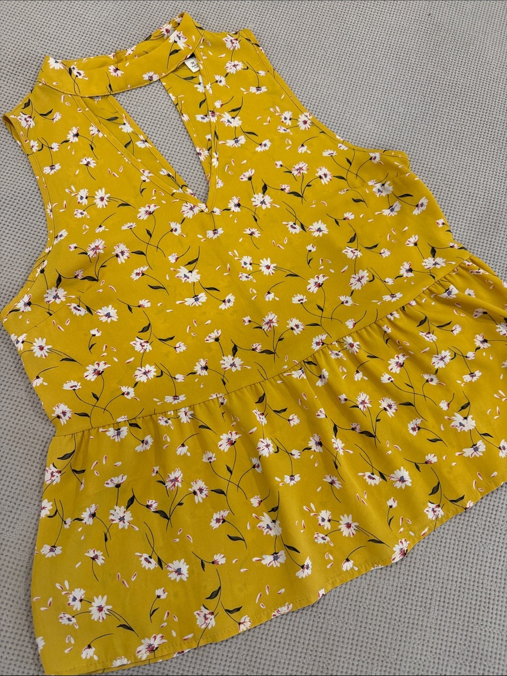 Blue Rain Mustard Floral Sleeveless Peplum Camisole